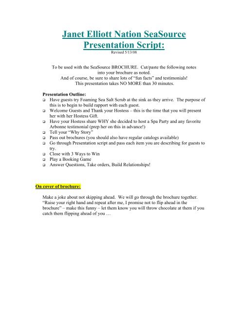 Janet Elliott Nation SeaSource Presentation Script: - The Wiser Way