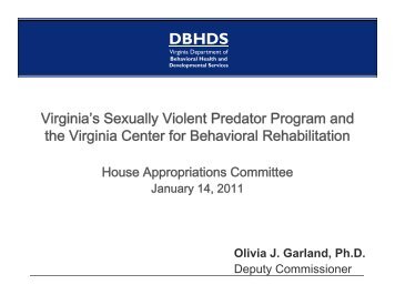 Virginia's Sexually Violent Predator Program and the Virginia Center ...