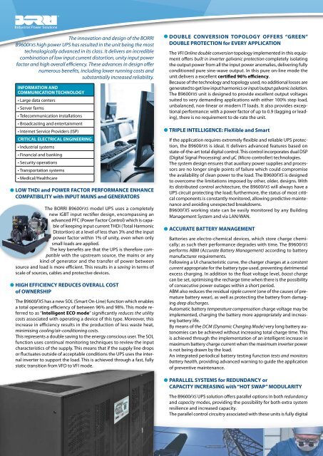 the Borri B9600 brochure - Sinetech