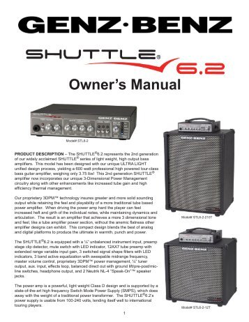 Shuttle 6.2 Owners Manual - Genz Benz