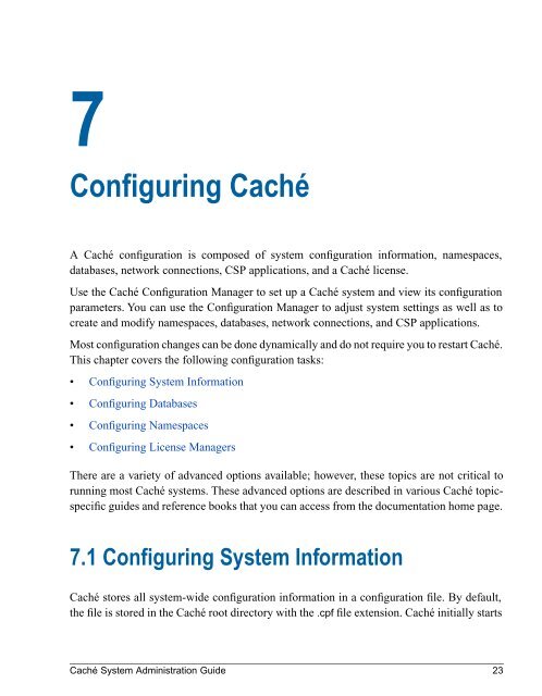 Caché System Administration Guide - InterSystems Documentation
