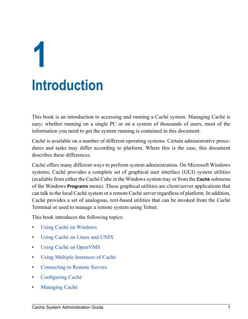 Caché System Administration Guide - InterSystems Documentation