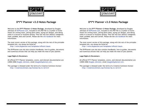 D*I*Y Planner v3.0 Notes Package D*I*Y Planner v3.0 Notes Package