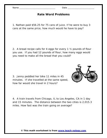 Rate Word Problems - Teach-nology