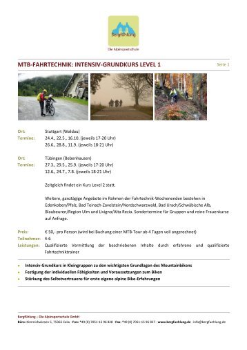 mtb-fahrtechnik: intensiv-grundkurs level 1 - Bergfühlung