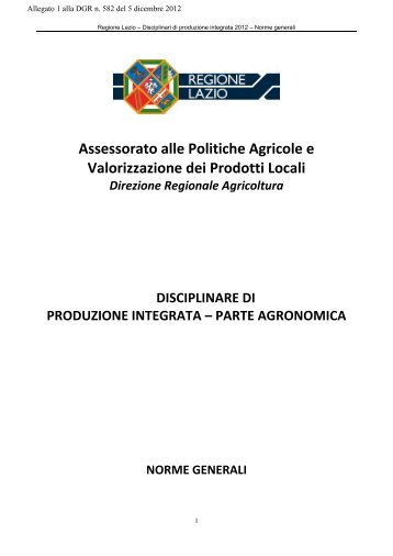 1 DGR 582 del 05 12 2012 - Disciplinare di produzione integrata