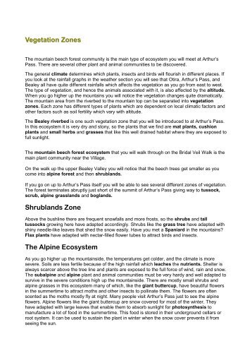 Vegetation Zones Shrublands =one The Alpine Ecosystem