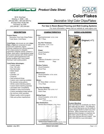 Vinyl Chips Technical Data Sheet - Agsco.com