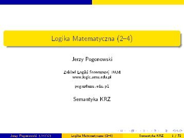 Semantyka KRZ. - ZakÅad Logiki Stosowanej, UAM