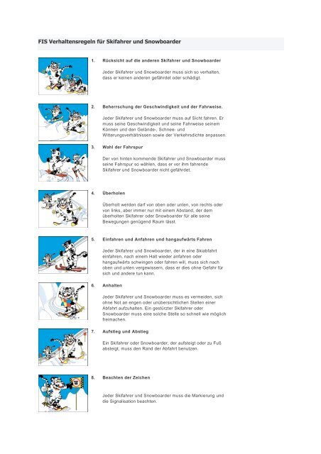 sind die FIS-Regeln für Skifahrer und