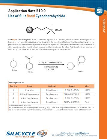 Application Note B10.0 Use of SiliaBond Cyanoborohydride - Silicycle