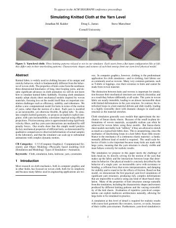 Simulating Knitted Cloth at the Yarn Level - Cornell University