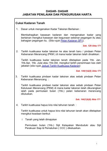 Cukai Kadaran Tanah - Jabatan Penilaian MPSP