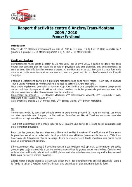 Rapport SP6 - Ski Valais