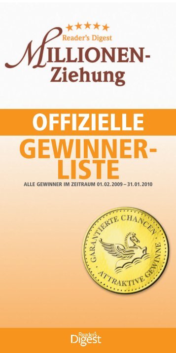 OFFIZIELLE GEWINNER - Reader's Digest