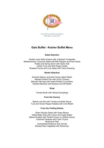 Gala Buffet - Kosher Buffet Menu - Orient-Express