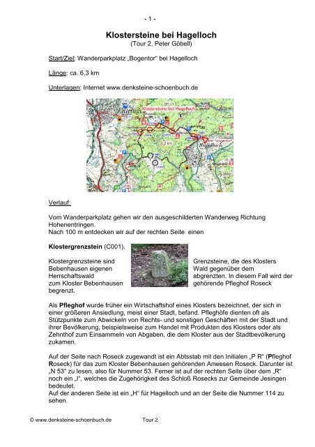 Klostersteine bei Hagelloch - Denksteine im Naturpark Schoenbuch