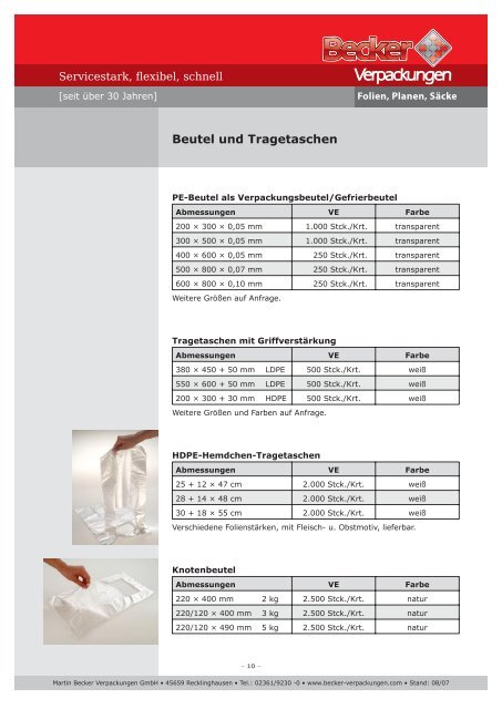 Beutel und Tragetaschen - Becker-verpackungen.de