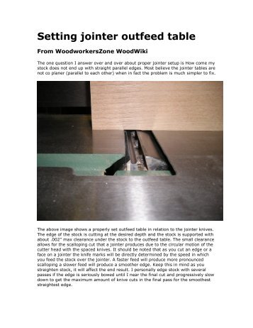 Setting jointer outfeed table - gerald@eberhardt.bz