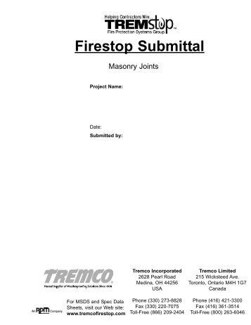 Firestop Submittal - Tremco Sealants