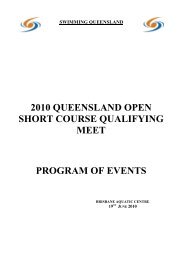 Program of Events - 2002 Qld Short Course Champs