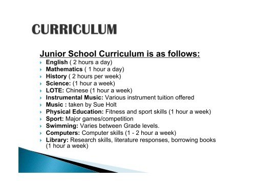 Junior school Information evening powerpoint - Doncaster Primary ...