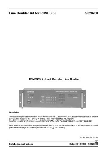 Barco Line Doubler Kit for RCVDS 05 Installation ... - CurtPalme.com