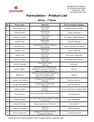 Formulation - Product List - Glenmark