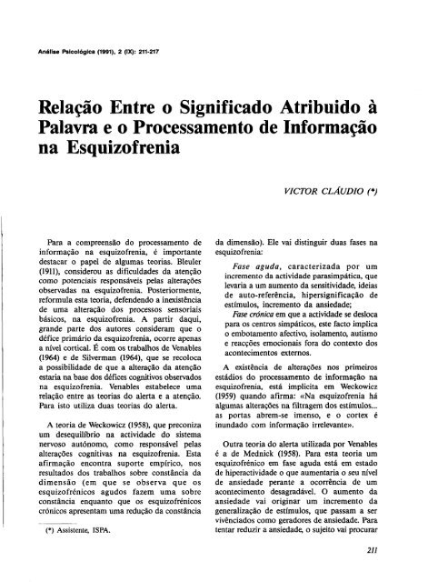 RelaÃƒÂ§ÃƒÂ£o Entre o Significado Atribuido a Palavra e o Processamento ...