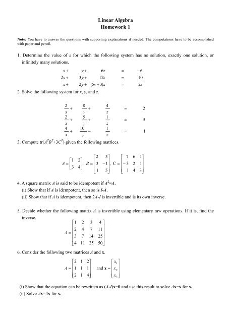 Algebra homework