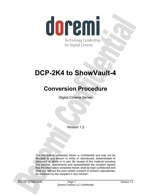 DCP-2K4-to-ShowVault-4 Conversion Procedure - Doremi Labs