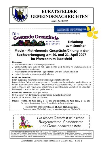 euratsfelder gemeindenachrichten - Marktgemeinde Euratsfeld