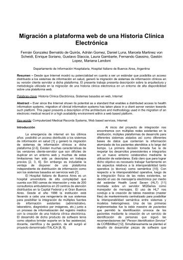 Migración a plataforma web de una Historia Clínica Electrónica