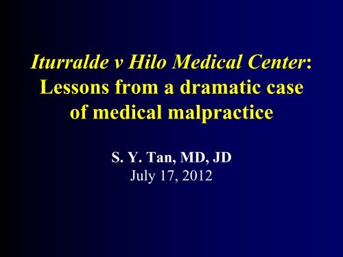 Iturralde v Hilo Medical Center