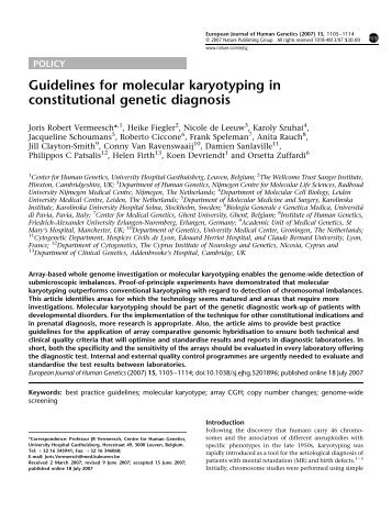 Guidelines for molecular karyotyping in constitutional ... - EuroGentest
