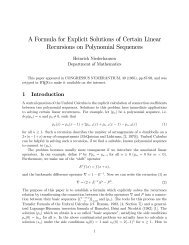 A Formula for Explicit Solutions of Certain Linear Recursions on ...