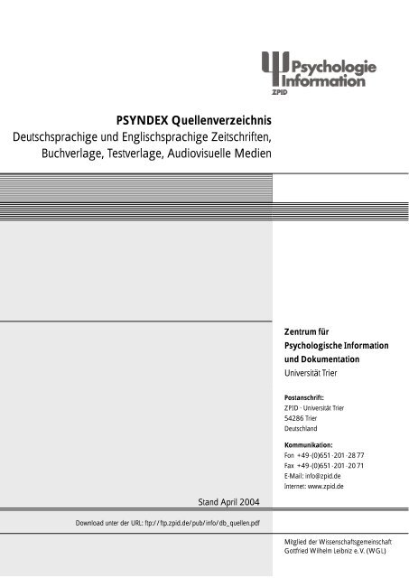 Quellenverzeichnis (PDF) - ZPID