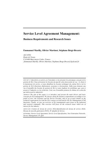 Service Level Agreement Management: