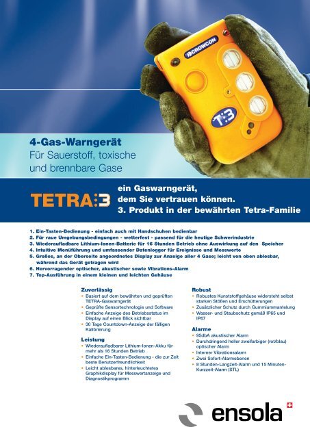 PDF: Datenblatt Tetra3_D - Ensola AG