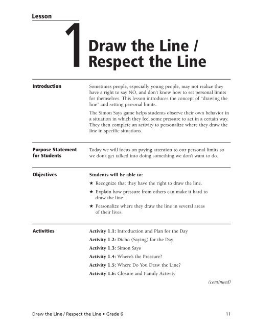 Draw the Line / Respect the Line - ETR Health Promotion