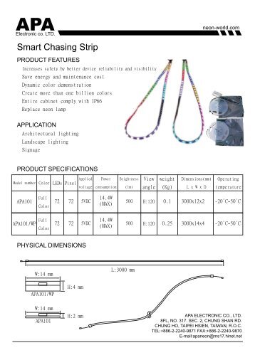 LED Strip product Data Sheet - APA Electronic co. LTD.