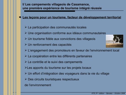 III/ Diagnostic territorial des campements villageois - Le tourisme ...