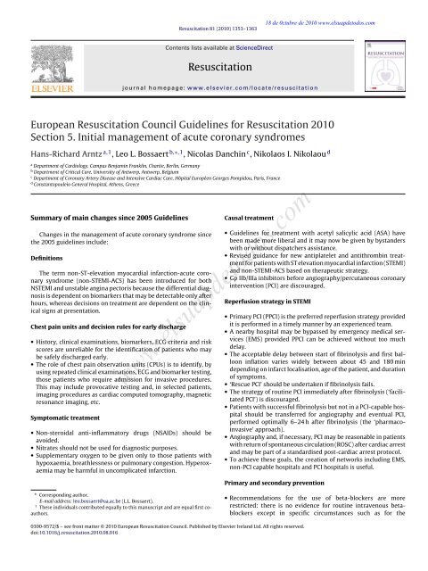 European Resuscitation Council Guidelines for Resuscitation ... - CPR