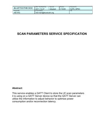 scan parameters service specification - Bluetooth Development Portal