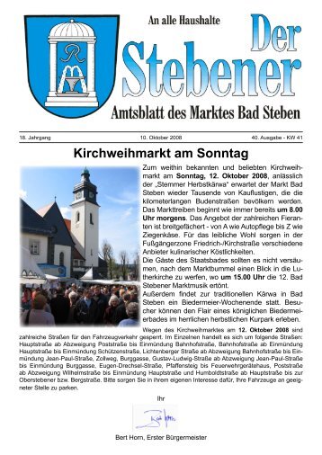 Kirchweihmarkt am Sonntag - in Bad Steben