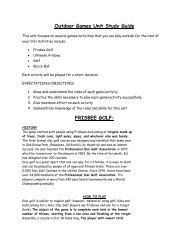 Outdoor Games Unit Study Guide - Glacier Peak High School