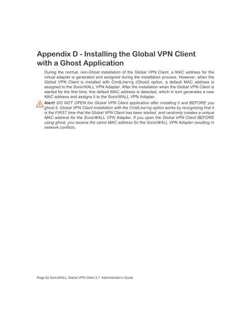 SonicWALL Global VPN Client