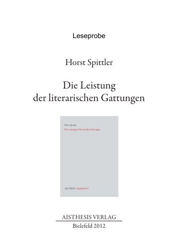 Die Leistung der literarischen Gattungen