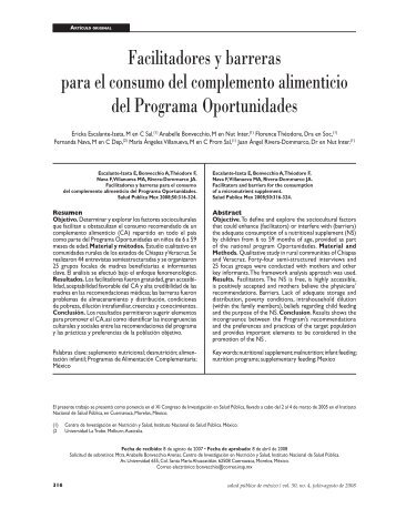 Facilitadores y barreras para el consumo del complemento ...