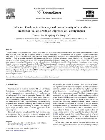 Enhanced Coulombic efficiency and power density of air-cathode ...